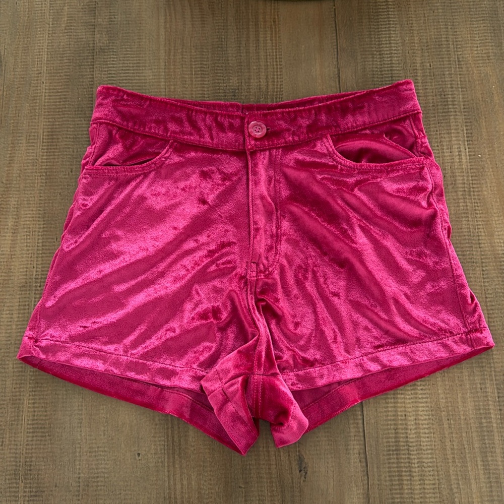 Spell Designs Vintage Hot Pink Velvet High Waist Shorts - 12 Large AS IS